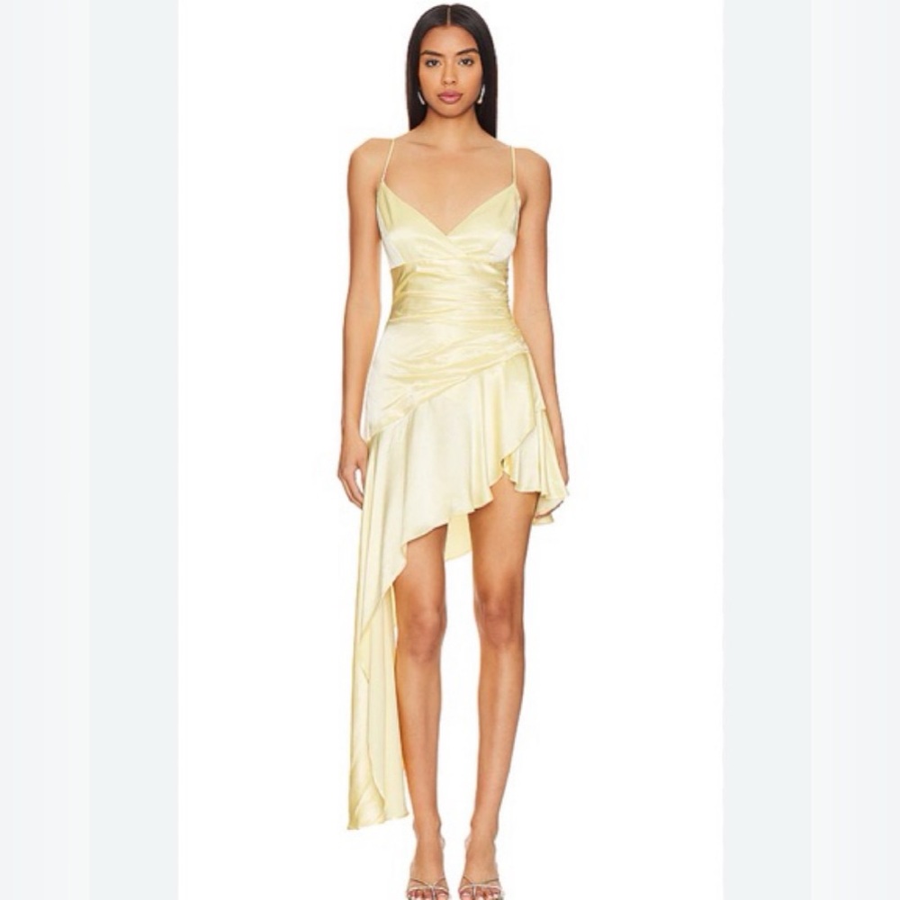 Bardot Asymmetrical Yellow Dress